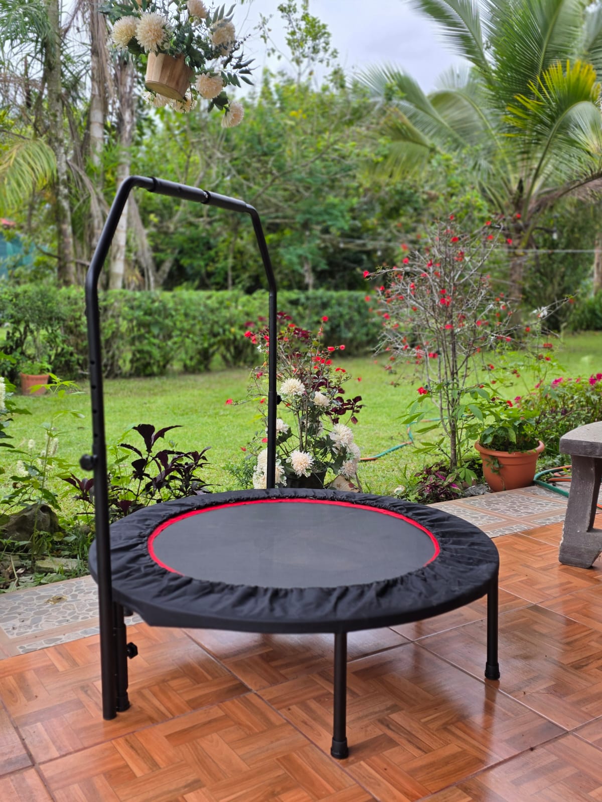 Trampolín fitness con barra
